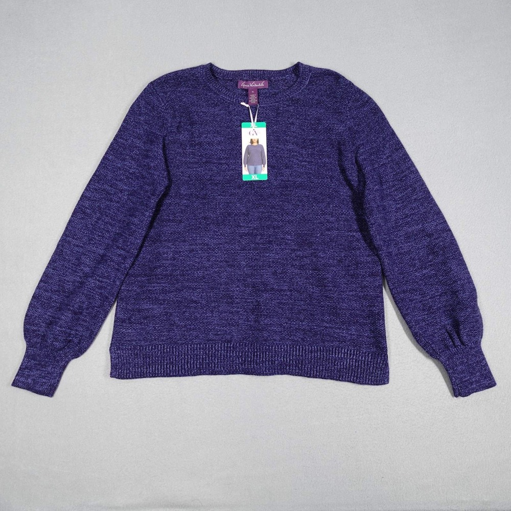 Gloria Vanderbilt Sweater Womens XL Blue Crewneck Long Sleeve Knit Pullover Cozy